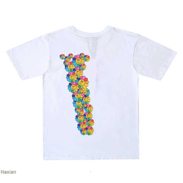 

men's t shirts designer fashion flat 100% katoen streetwear men women t-shirt usa summer short mouw hip hop zon flower smiley face bran, White;black