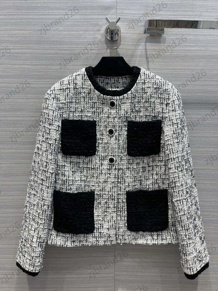

brand womens coats contrast color woven soft suiting pockets jackets left shoulder short buttons outerwear fashion design jacket, Black;brown