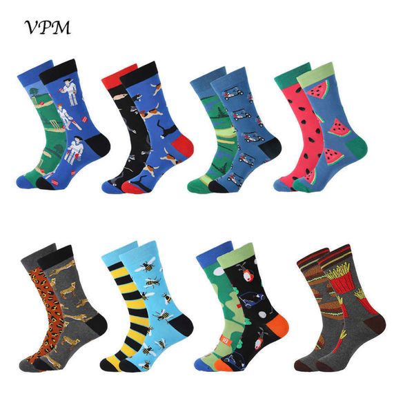 

men's socks vpm new colorful cotton cool men's crew socks harajuku hip hop cartoon funny novelty bee golfer socks for male gifts t, Black