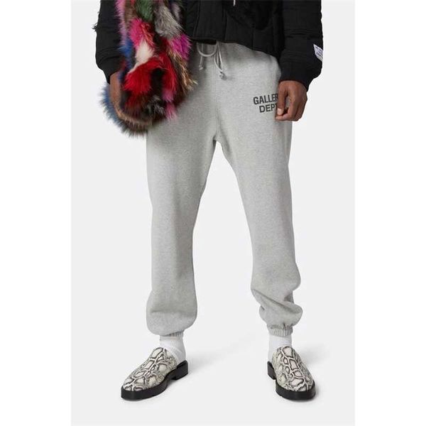 

trendy designer galleryes pants fashion brand american printed basic cotton terry leggings men women's sports, Black