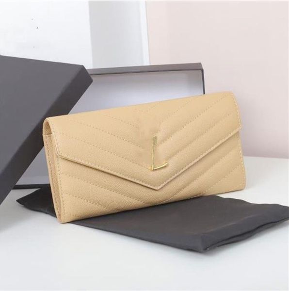 

fashion wallets for women holders classic caviar leather designer purse women's simple solid color zipper multi-function card bag, Red;black