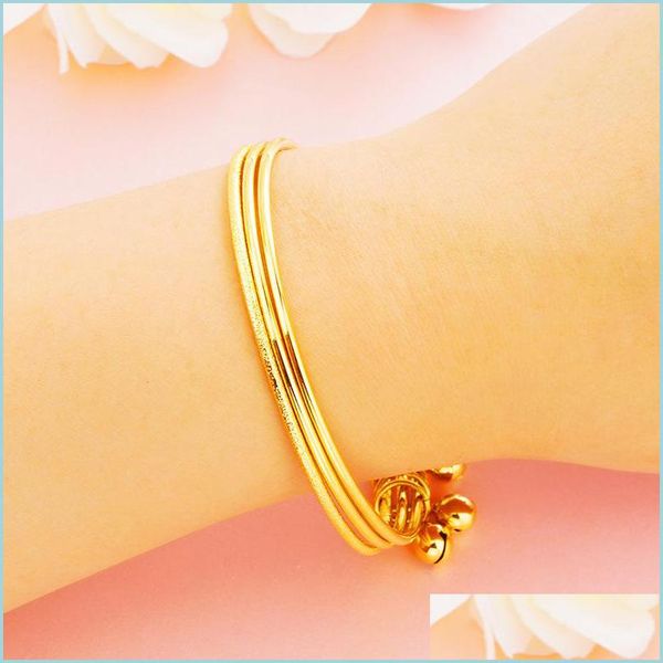 

bangle 3pcs three rings small bell bracelet simplicity gold plated women bangle wedding couple fashion jewelry gift 10 5xj q2 drop d dh92p, Black