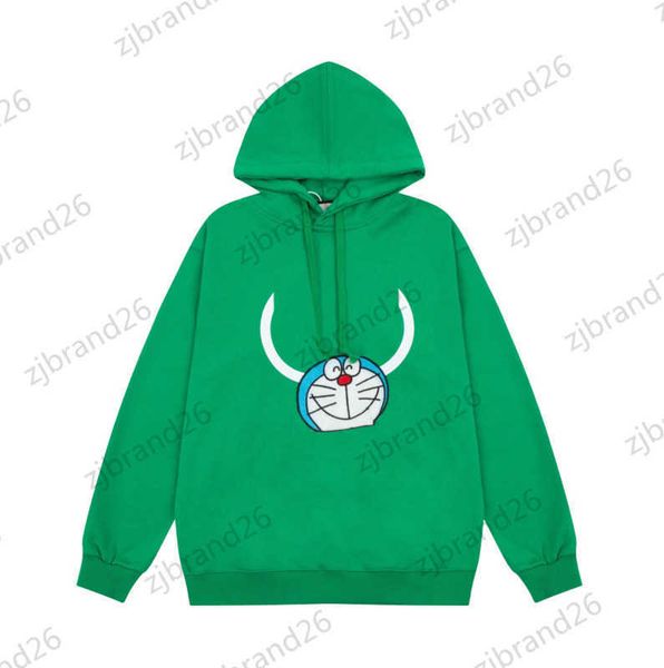 

fashion brand women sweatshirt doraemon joint classic casual wool circle hoodies hooded pullover sweatshirts designer coats women 1970, Black