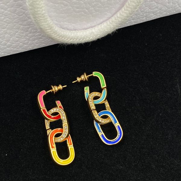 

colorful letters pendant studs hip hop personality charm earrings birthday gift for girl brand earring jewelry, Golden;silver