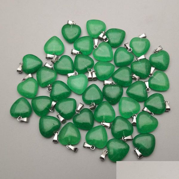 

pendant necklaces amethysts natural stone heart pendant necklace for jewelry making 15mm charm fashion accessories drop delivery 202 dhqne, Silver