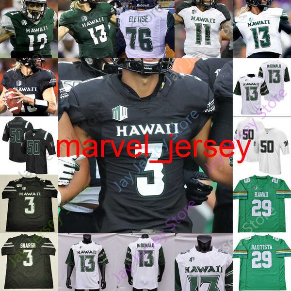 

2020 custom hawaii football jersey ncaa college fred holly iii jason-matthew sharsh melquise stovall kaimana padello john ursua lelie, Black