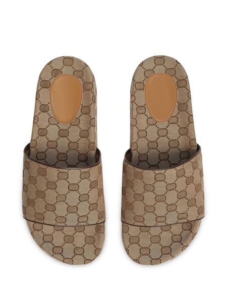 

22ss canvas slides fashion slippers sport pool rubber loafers with box and dust bags, Black