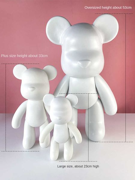 

novelty games 7/18/23/33cm fluid bear white mold handmade diy graffiti bearbrick statue manual parent-child toys violent bear sculpture deco