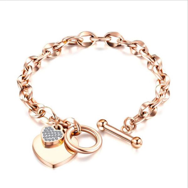 

2021 bracelet for girls fashion chain love lock charm bracelets couple cuff high end mens designer jewelry titanium steel heart sh247e, Black