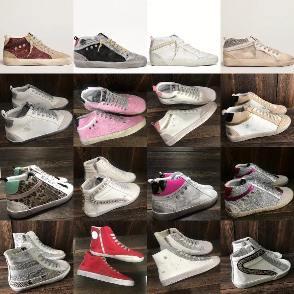 

with original box shoes high shoes casual golden gooses boots designer shoe sneakers deluxe brand mid star sneaker classic glitter designe w, Black