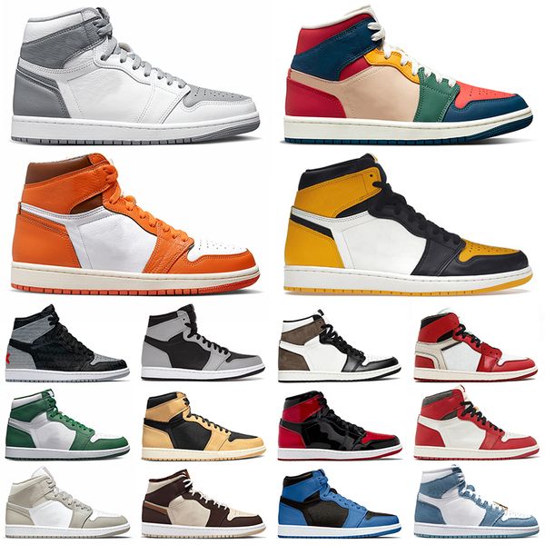 

original og 1 jumpman basketballs shoes 1s yellow toe offs white starfish denim multi color stealth high og heirloom women men trainers snea, White;red