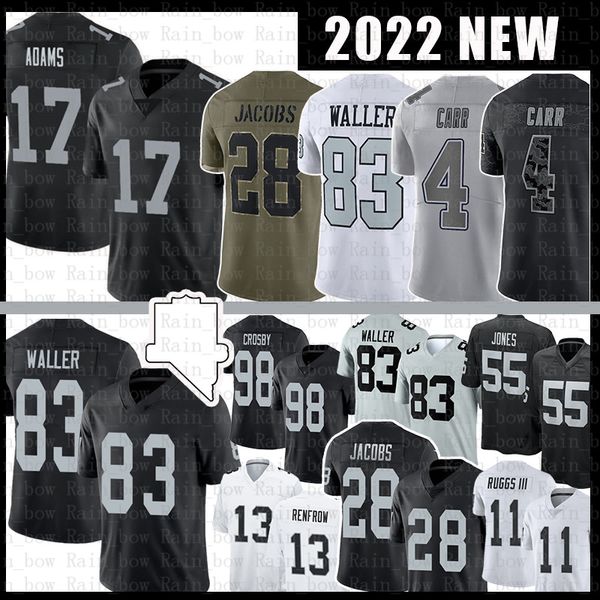 

maxx crosby football jersey davante adams darren waller josh jacobs hunter renfrow chandler jones derek carr clelin ferrell johnathan abram, Black;red