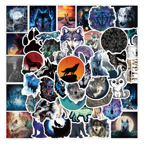 

50pcs wolf stickers for kids boys girls teens cute waterproof vinyl sticker for lapwater bottle bike luggage phone car notebook tablet carto
