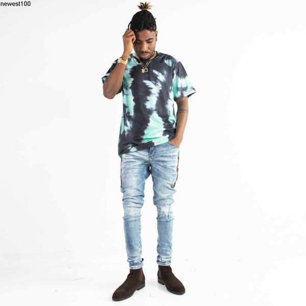 

men's jeans amirs designer loose men wonmen jeans long new light color jeans, Blue