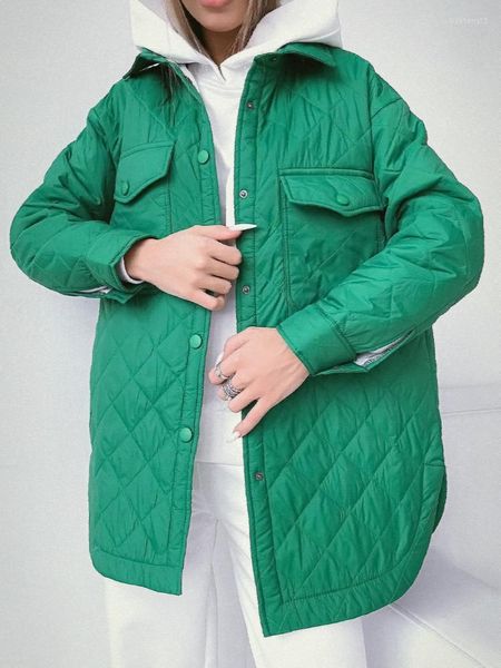

women's jackets women's winter jacket super single-breasted lapel long green loose warm plaid casual streetwear quilted coats fema, Black;brown