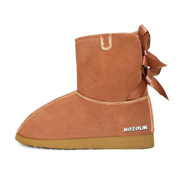 

snow boots sneakers winter boot designer women booties classic ankle bailey bow chestnut short, Black