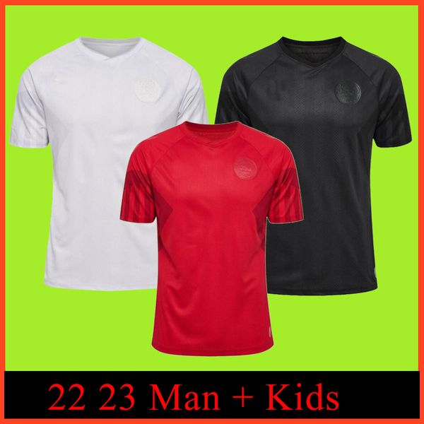 

5a qaulity denmark soccer jersey eriksen designer home red away white third black 22 23 special hojbjerg christensen skov olsen braithwaite, Black;yellow