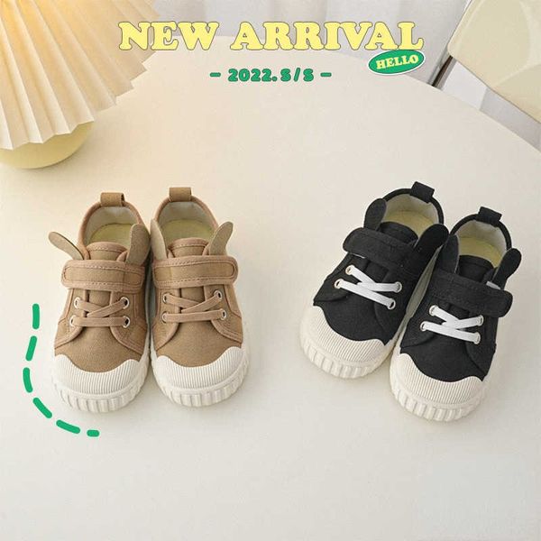 

flat shoes korean style bear ears children casual shoes 2022 spring new soft bottom boys and girls low-sneakers for toddler boys l221012, Black;grey