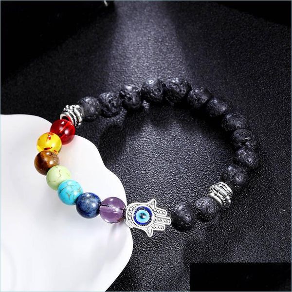 

beaded strands wholesale natural black lava stone beaded strands womens bracelet 7 spirit vein round beads charm handmade jewelry 4 dhtah