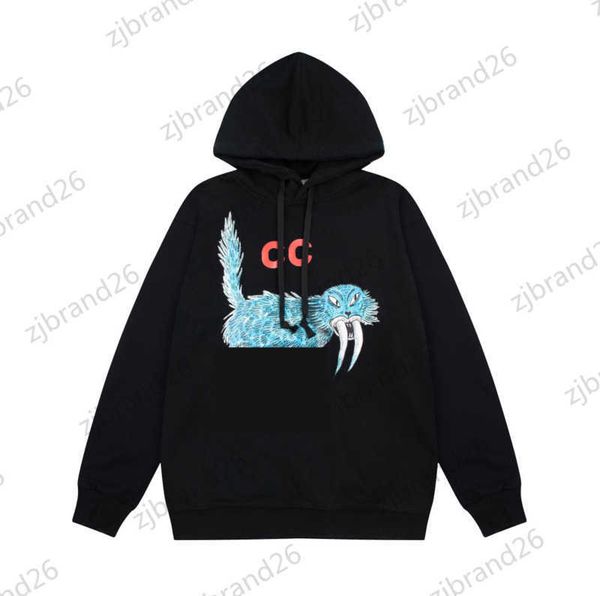 

fashion brand women sweatshirt front animal printed classic casual hoodies left shoulder hoodiies weatshirts designer coats women, Black