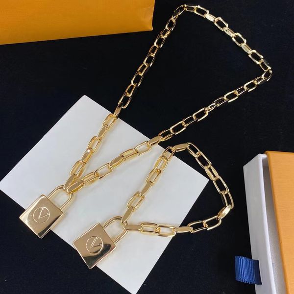

christmas gifts gold lock chain bracelets necklace set wedding jewelry simple letter pendant luxury fashion jewelry, Silver