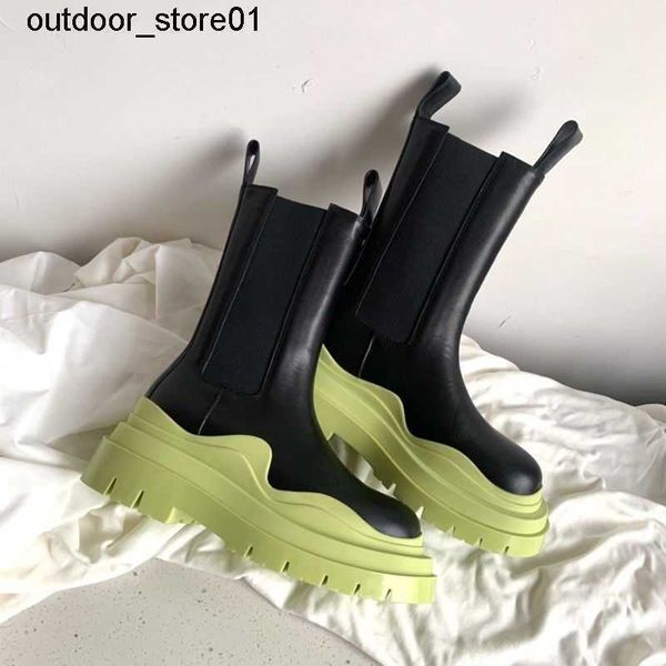 

designer botega boots thick bottom butter green smoke pipe shoes men chelsea boot martin booties spring summer, Black