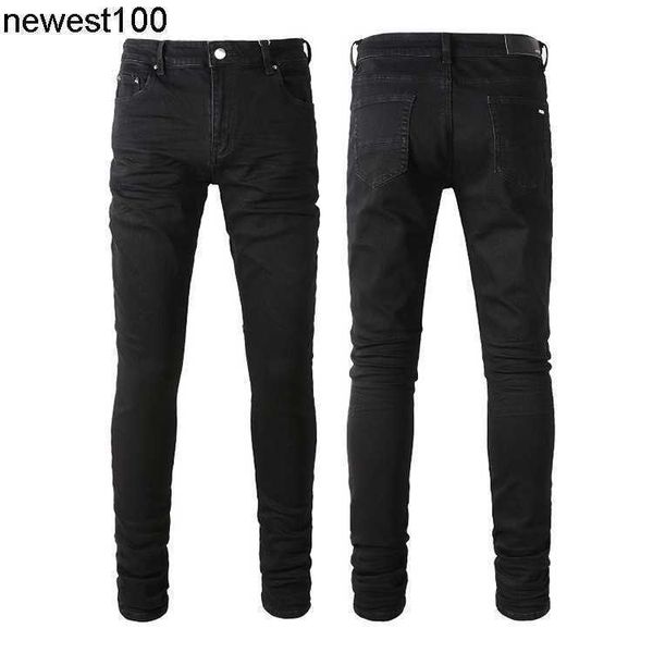 

men's jeans amirs designer new jeans youth elastic slim fit feet pants male street style, Blue