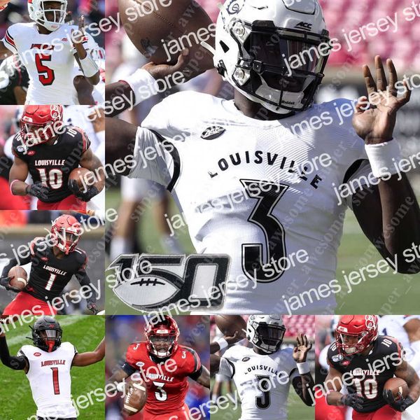 

american college football wear ncaa louisville football jersey malik cunningham jalen mitchell kei'trel clark hassan hall nick okeke mo, Black