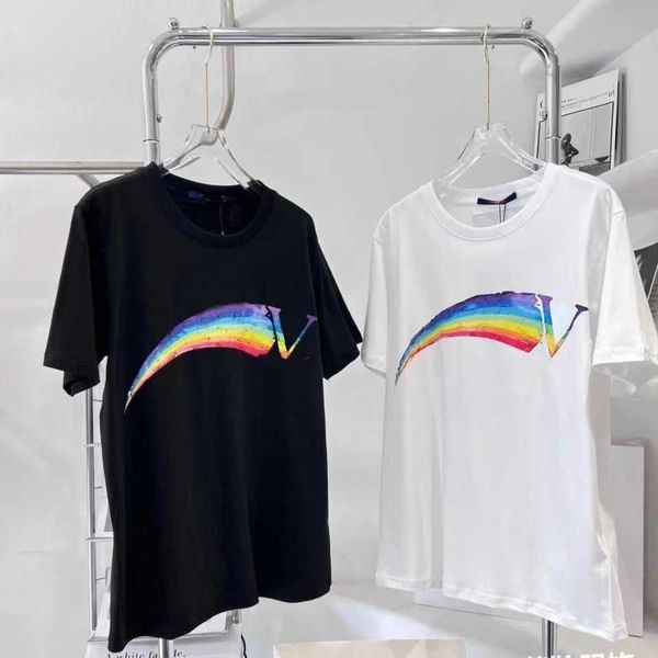 

woman t shirts rainbow printed female tees lady slim style short sleeves summer breathable tshirts 4 options, White