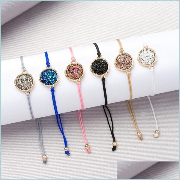 

charm bracelets fashion druzy charm bracelets for women healing crystal stone string rope chains warp bangle female diy jewelry gift dhq5c, Golden;silver