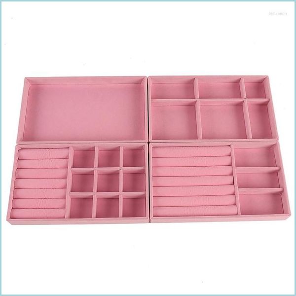 

jewelry pouches bags jewelry pouches 4pcs/lot organizer veet storage tray display ring bracelet necklace box drop delivery 2022 packa dhhby, Pink;blue