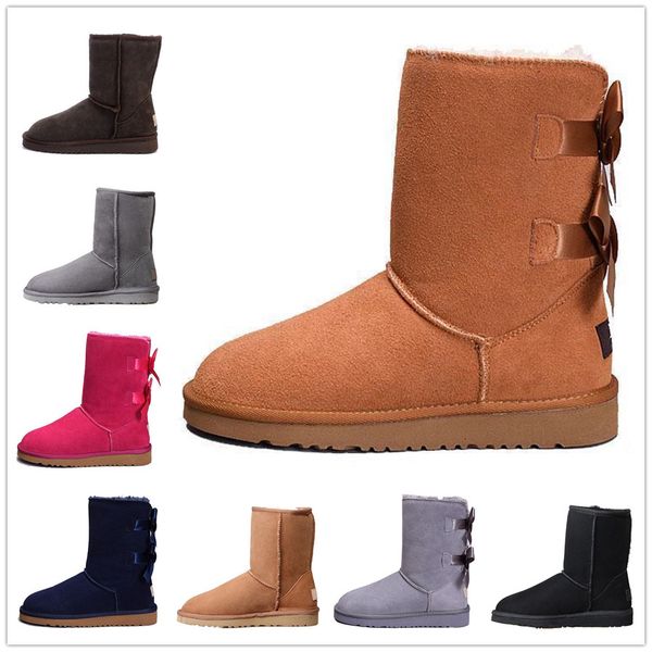 

designer australia women classic snow boots shoes ankle short bow fur boot for winter black grey chestnut fashions uggs size 5-10