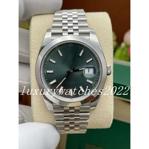 

luxury super quality watch v5 green dial luminous 41mm president stainless stee sport asia 2813 movement mechanical automatic wristwatch, Slivery;brown