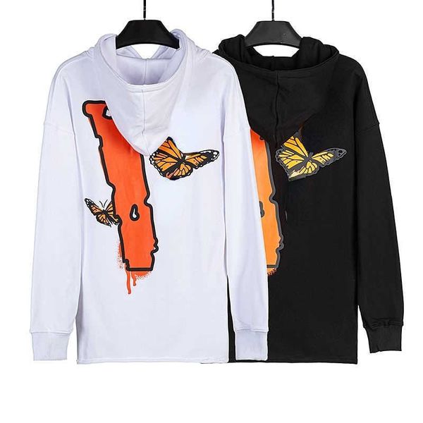 

v sweater designer hoodie printing letters butterfly loose pullover casual fashion men's coat sportswear women, Black
