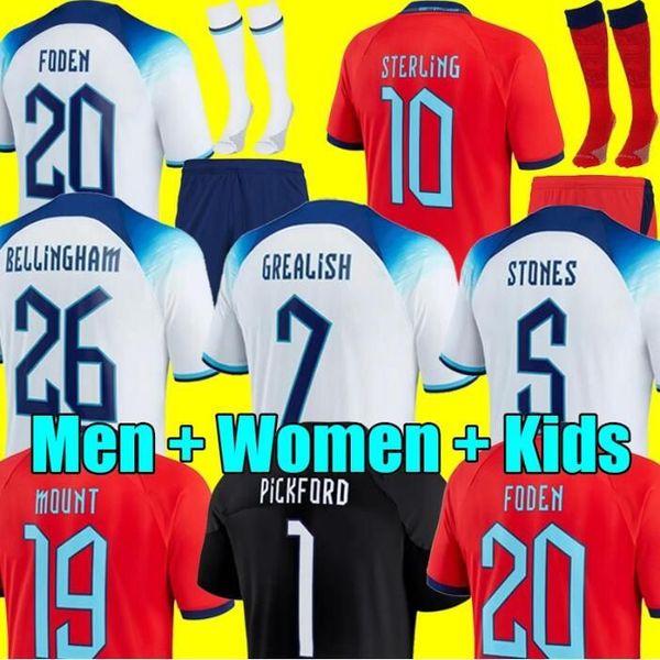 

2022 mead soccer jersey kane sterling rashford sancho grealish mount foden saka 22 23 national englands football shirt goalkeeper men kids k, Black;yellow