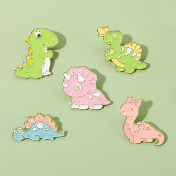 

cartoon dinosaur metal enamel badges brooches alloy creative tortoise unicorn trendy charm lapel pins jewelry gift for women, Gray