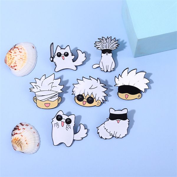 

new european and american anime pins brooches five insignia around riman cute and cool cat costume badge ac1024, Gray