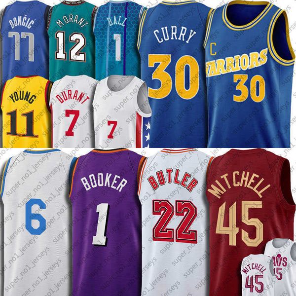 

donovan mitchell basketball''nba''jerseys jimmy butler devin booker chris paul kevin durant jersey ja morant stephen cur, Black;red