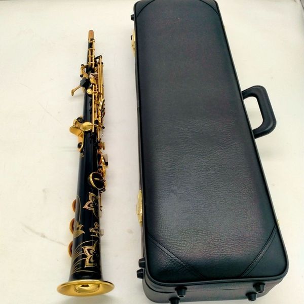 

new japan yss-82z professional straight soprano saxophone bb tuning black gold key musical instruments ligation reed leather case