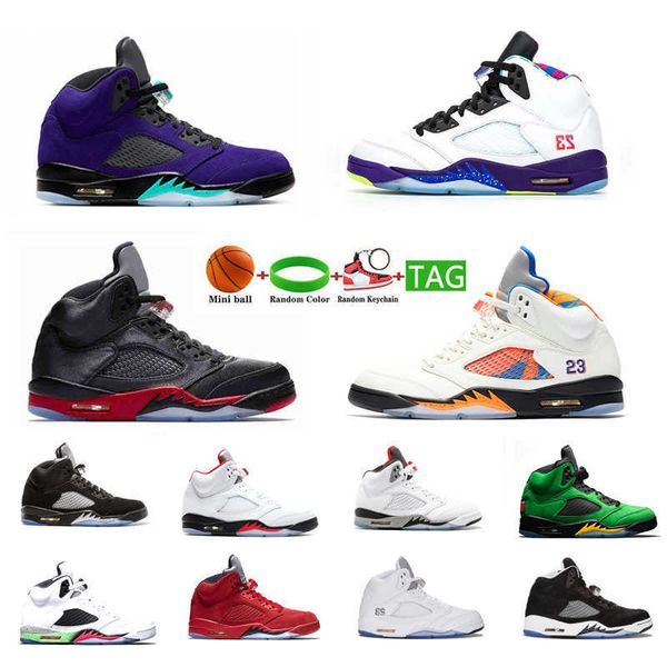 

basketball shoes metallic silver jumpman 5 men stealth sneakers 5s trainer red suede sports size 7-13