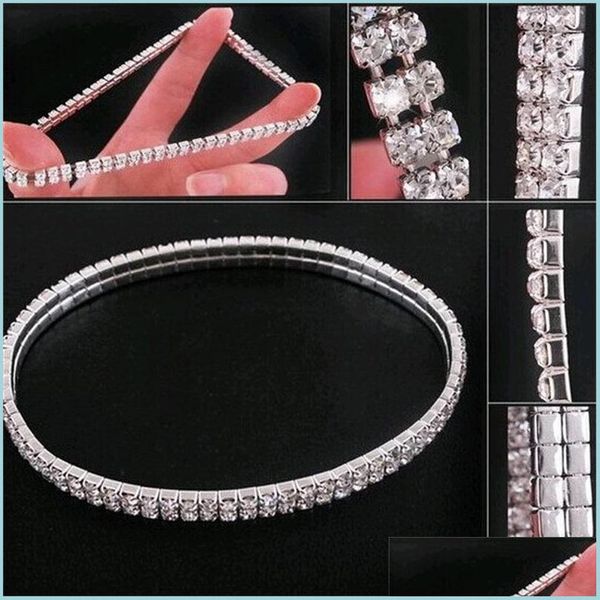 

tennis tennis flash rhinestone bracelets row inlay elastic force crystal anklet women fashion delicate mti specification 3 8lr m2 dr dha0u, Golden;silver