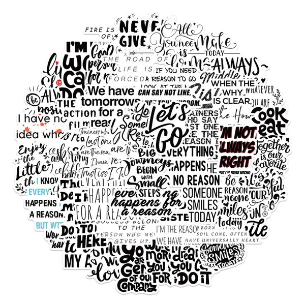 

50pcs positive quote inspirational sayings stickers pack non-random car bike luggage sticker lapskateboard motor water bottle decal fe004
