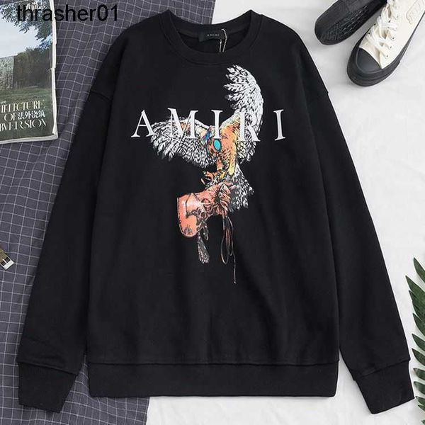 

men's hoodies designer sweatshirts amirs designer printing letter fashion brand couple round neck long sleeve pullover sweater streetwe, Black