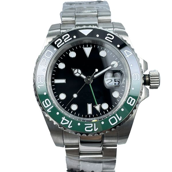 

men 40mm automatic gmt watches with sapphire glass and stainless steel strap luxury business wristwatch for men 2813 movement, Slivery;brown