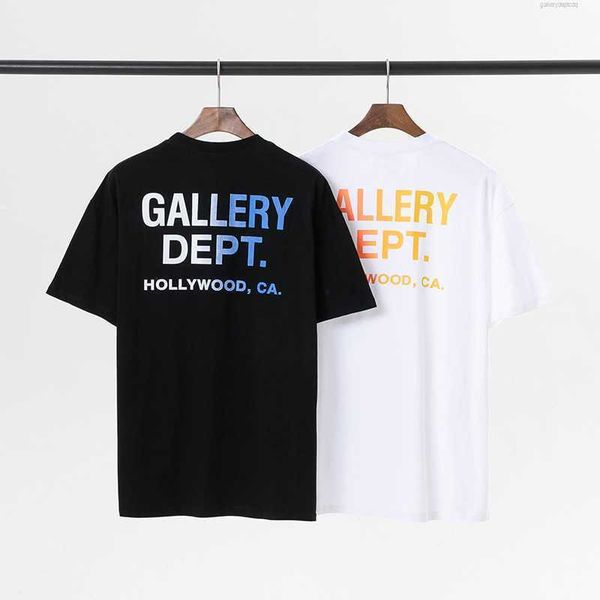 

men's t-shirts t-shirts american fashion galleryes ess dept classic letter slogan gradient printed round neck short sleeve t-shirt, White;black
