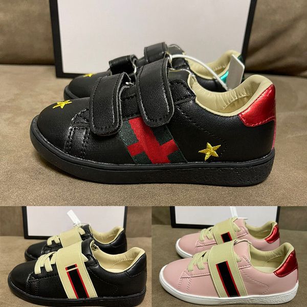 

discount cut low striped designer sneaker sport casual trainer children boy girl kids skate shoes size24-35, Black
