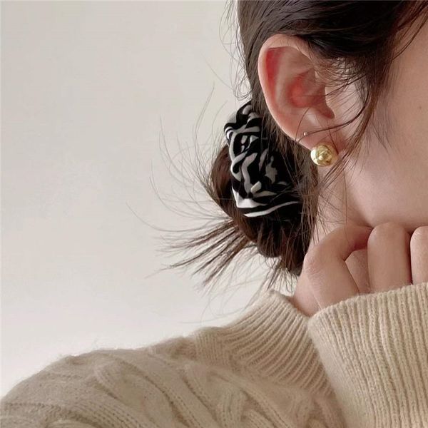 

925 sterling silver stud earrings smooth hemisphere hand-made designer vintage luxury jewelry accessories gift, Golden;silver