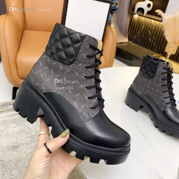 

designer women blondie ankle boots fashion double ggity heel booties luxury leather winter mid-heel platform boot woman fggd, Black