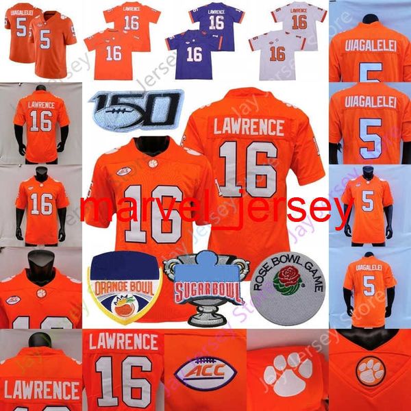 

2020 ncaa college football jersey clemson 5 d.j. uiagalelei 16 trevor lawrence, Black