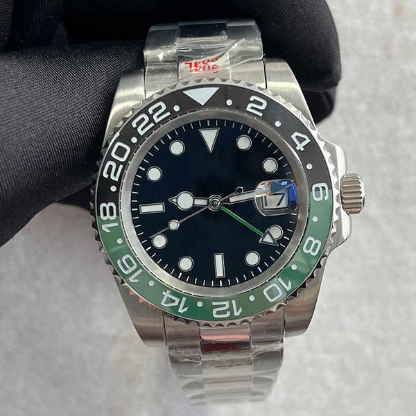 

watches automatic mechanical ceramics montre de luxe 40mm full stainless steel gliding clasp swimming wristwatches sapphire luminous, Slivery;black